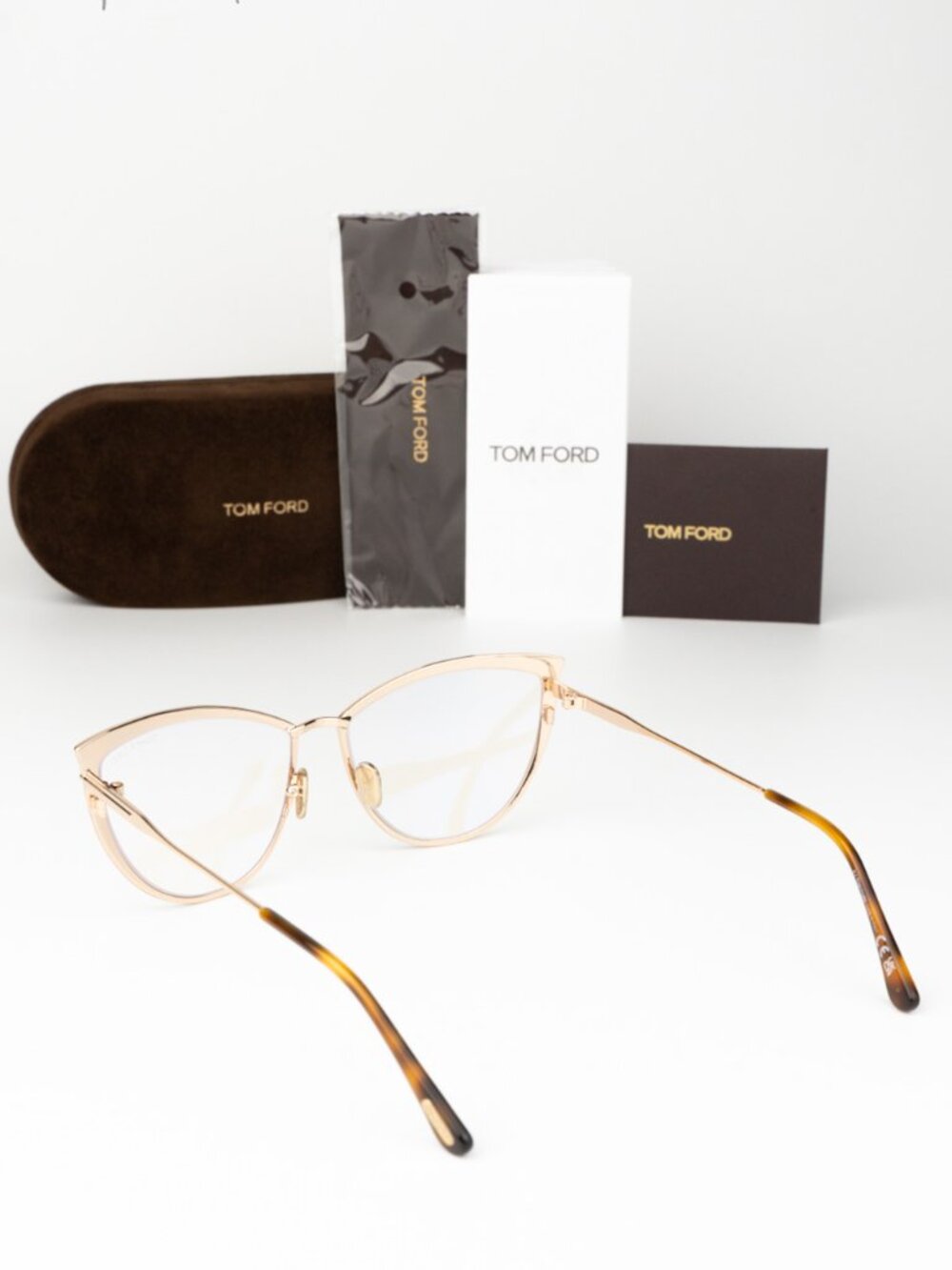 Tom Ford Women Eyeglasses Matte Brown Gold Cat Eye FT5877-B 046 NEW AUTHENTIC - Picture 7 of 10